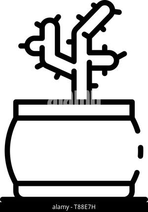 Cactus pot Symbol, outline Style Stock Vektor