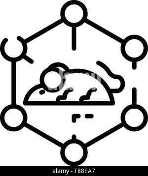 Molekulare Lattice und Symbol für die Maus, outline Style Stock Vektor