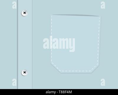 Leere blaue T-shirt Pocket, minimalistisch, Vector, Hintergrund mit Kopie Raum Stock Vektor