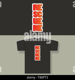T-Shirt-Print mit „Rescue Me“-Logo – Vektorgrafik Stock Vektor