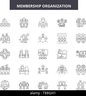 Mitgliedschaft Organisation Zeile für Symbole, Zeichen, Vektor, Entwurfskonzept, lineare Abbildung Stock Vektor