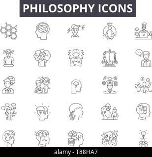 Philosophie Zeile für Symbole, Zeichen, Vektor, lineare Konzept, Entwurf Abbildung Stock Vektor
