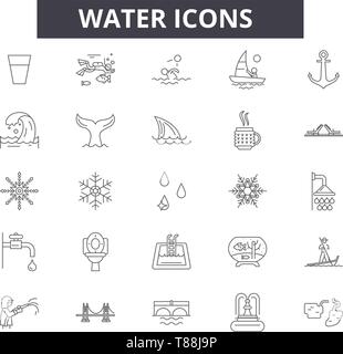 Wasser Zeile für Symbole, Zeichen, Vektor, lineare Konzept, Entwurf Abbildung Stock Vektor
