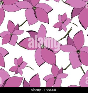 Vektor Magnolia floral botanischen Blumen. Lila graviert Tinte Art nahtlose Muster. Stock Vektor