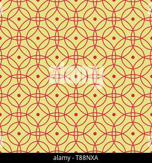 Nahtlose Muster der abstrakten rote Kreise auf einem gelb-grünen Hintergrund für Stoffe, Tapeten, Tischdecken, Drucke und Designs. Die EPS-Datei (Vektor) Stock Vektor