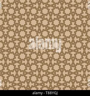 Nahtlose geometrische Verzierung auf der Grundlage von traditioneller arabischer Kunst. doppelte Linien sind braun. Für Design vorlage, Textil-, Gewebe-, Geschenkpapier, Lasergravur. Stock Vektor