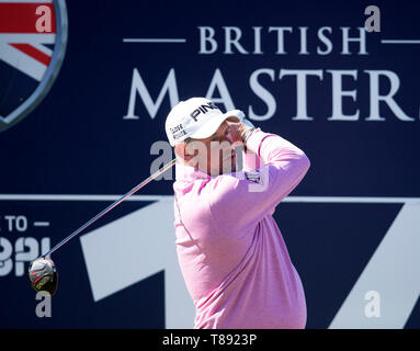 Hillside Golf Club, Southport, England, UK. 11. Mai, 2019. Betfred britischen Meister, von Tommy Fleetwood gehostet, Tag 3; Lee Westwood schlägt seinen Treiber auf der 14 t-stück Credit: Aktion plus Sport/Alamy Live News Credit: Aktion Plus Sport Bilder/Alamy leben Nachrichten Stockfoto