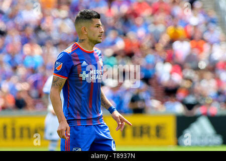 Cincinnati, Ohio, USA. 11. Mai, 2019. FC Cincinnati's Emmanuel Ledesma während ein MLS-Fußball-Spiel zwischen dem FC Cincinnati und Montreal Impact an Nippert Stadion in Cincinnati, Ohio. Kevin Schultz/CSM/Alamy leben Nachrichten Stockfoto