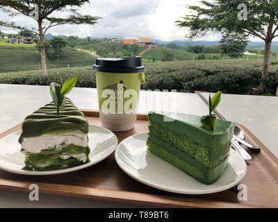 (190512) - Peking, 12. Mai 2019 (Xinhua) - Foto am Okt. 23, 2018 zeigt Matcha essen in einem Teegarten in Chiang Rai, Thailand. Als einen wichtigen Teil der asiatischen Kultur, Kaffee ist eine spezielle Bindung zwischen den asiatischen Ländern Freundschaft zu vertiefen und den gegenseitigen Austausch fördern. China hält die Konferenz über den Dialog der asiatischen Zivilisationen ab Mai 15. Unter dem Motto "Austausch und das gegenseitige Lernen zwischen den asiatischen Zivilisationen und eine Gemeinschaft mit einer gemeinsamen Zukunft", die Konferenz umfasst eine Eröffnungsfeier und sub-Foren. (Xinhua / Zhang Keren) Stockfoto