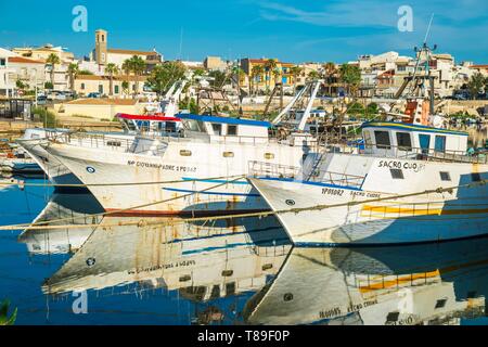 Italien, Sizilien, Scoglitti, kleines Fischerdorf und searesort an der Südküste, Fischerhafen Stockfoto