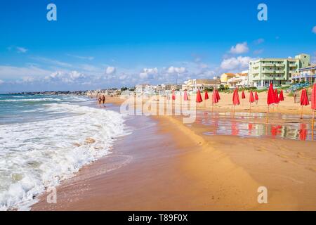 Italien, Sizilien, Scoglitti, kleines Fischerdorf und searesort an der Südküste, Strand Lanterna Stockfoto