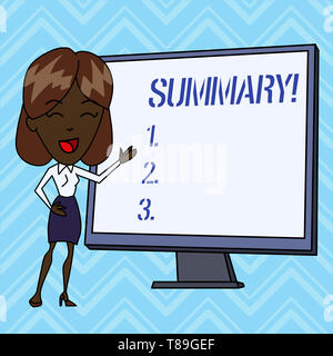 Handschrift Text schreiben Zusammenfassung. Konzeptionelle Foto kurze Erklärung oder Konto der wichtigsten Punkte von etwas abhängig Stockfoto