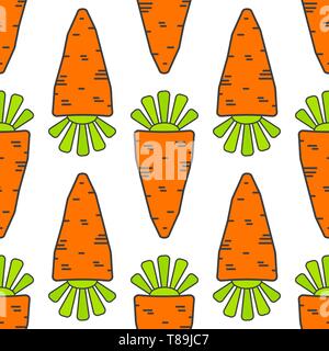 Hand gezeichnet nahtlose Muster mit Karotte. Vector Eco Essen Abbildung Stock Vektor