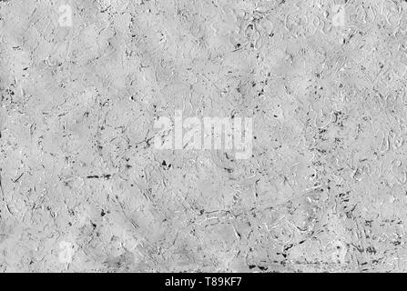 Schwarz und Weiß abstract grunge Hintergrund. Monochrome Textur mit Kratzern, Dots, Wellenlinien. Stockfoto