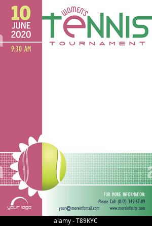 Women's Tennis Turnier poster Vorlage. Für Ihre Nachricht. Vector Illustration. Stock Vektor