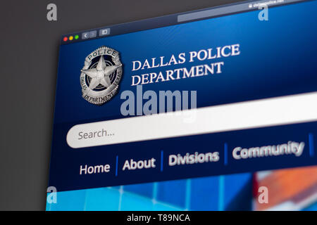 Miami/USA, 05.11.2019: Dallas Police Department Website Homepage. In der Nähe von Polizei Dept Logo. Kann als illustrative für Medien oder andere verwendet werden. Stockfoto