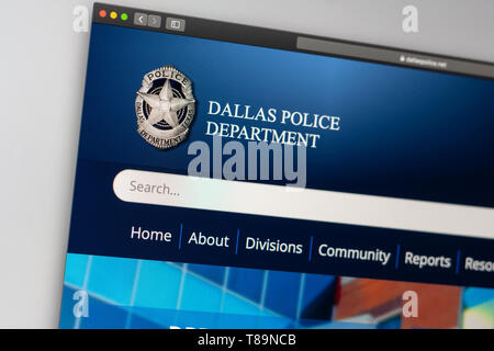 Miami/USA, 05.11.2019: Dallas Police Department Website Homepage. In der Nähe von Polizei Dept Logo. Kann als illustrative für Medien oder andere verwendet werden. Stockfoto