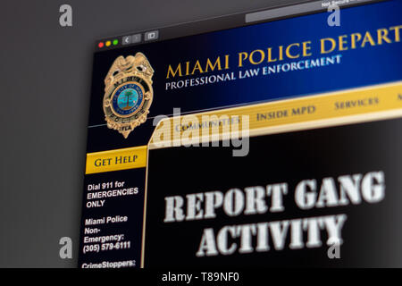 Miami Police Department Website Homepage. In der Nähe von Polizei Dept Logo. Kann als illustrative für Medien oder andere Websites verwendet werden. Stockfoto