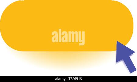 Blauer Pfeil Cursor Pfeilspitze nach Klicken auf längliche Gelbe Taste Icon Design Business leere Raum Text für Anzeige Web site Förderung isolierte Verbot Stock Vektor