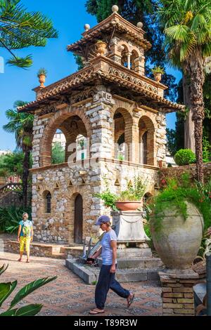 Italien, Sizilien, Taormina, Altstadt, Park Duca di Cesaro oder Villa Comunale von dem englischen Florence Trevelyan im späten 18. Jahrhundert entworfen Stockfoto