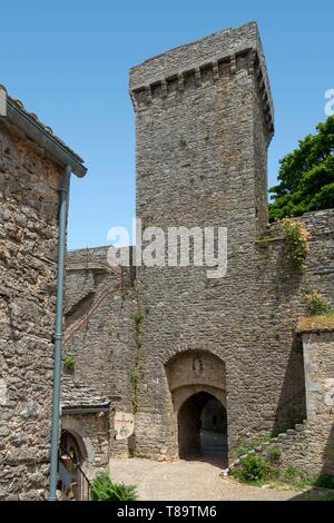 Frankreich, Aveyron, La Couvertoirade, "Les Plus beaux villages de France (Schönste Dörfer Frankreichs), Nord Tour des Portals von Amoun Stockfoto