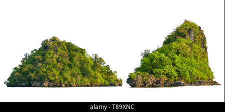 Die Insel in der Mitte des grünen Meer weißen Hintergrund vom Hintergrund getrennt isolieren Stockfoto