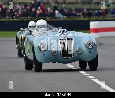 Guy Harman, Frazer Nash Targa Florio, Peter Collins Trophäe, Sportwagen Rennen, 1948 bis 1955, 77 Mitglieder treffen, Goodwood, West Sussex, England, Ap Stockfoto