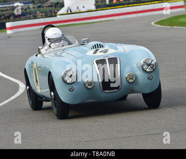 Guy Harman, Frazer Nash Targa Florio, Peter Collins Trophäe, Sportwagen Rennen, 1948 bis 1955, 77 Mitglieder treffen, Goodwood, West Sussex, England, Ap Stockfoto