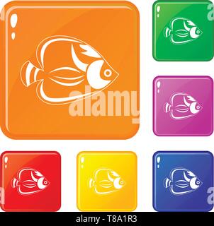 Fisch Icons Set Vector Farbe Stock Vektor
