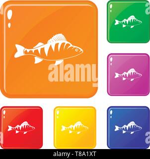 Fisch Icons Set Vector Farbe Stock Vektor