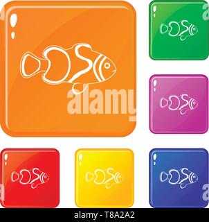 Fisch Icons Set Vector Farbe Stock Vektor