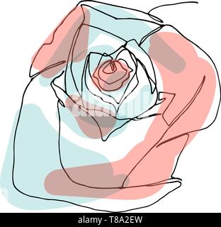 Hand gezeichnet Rose Blume, eine einzige durchgehende Linie zeichnen. Stock Vektor
