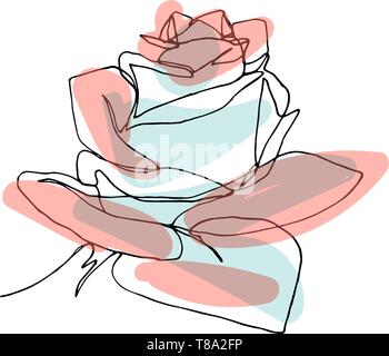 Hand gezeichnet Rose Blume, eine einzige durchgehende Linie zeichnen. Stock Vektor