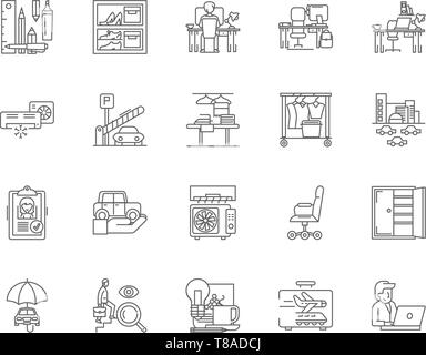 Unternehmen unterkunft Zeile für Symbole, linear, Vector, Entwurfskonzept Abbildung Stock Vektor