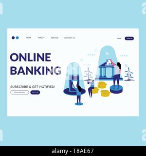 Online Banking - Online banking Vektor-illustration landing page. Stock Vektor