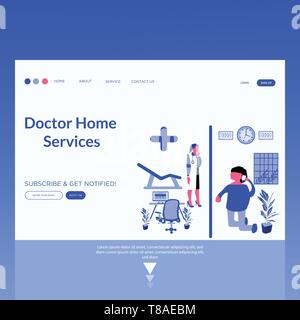 Arzt Home Service - Moderne Wohnung Abbildung. Landing Page Template. Einfach zu bearbeiten und anpassen. Stock Vektor