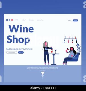 Wein Shop - Moderne Wohnung Abbildung. Landing Page Template. Einfach zu bearbeiten und anpassen. Stock Vektor