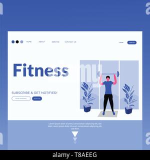 Fitness - Fitnessstudio - Landing Page. Modernes flaches design Konzept der Webseite Design für die Website und Mobile Stock Vektor