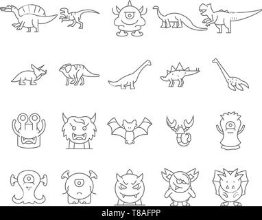 Dinosaurier Zeile für Symbole, Zeichen, Vektor, Abbildung: Konzept Stock Vektor
