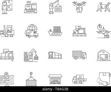 Drop Shipping Line Symbole, Zeichen, Vektor, Abbildung: Konzept Stock Vektor