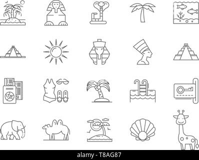 Ägypten Zeile für Symbole, Zeichen, Vektor, Abbildung: Konzept Stock Vektor