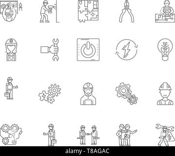 Die elektrischen Anschlusskabel Reparaturen Zeile für Symbole, Zeichen, Vektor, Abbildung: Konzept Stock Vektor