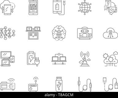 Elektronische Steckverbinder Zeile für Symbole, Zeichen, Vektor, Abbildung: Konzept Stock Vektor