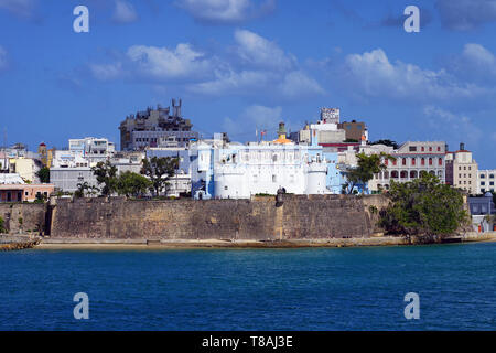 La Fortaleza in Old San Juan, Puerto Rico. La Fortaleza (die Festung) ist die offizielle Residenz des Gouverneurs von Puerto Rico. Puerto Rico, USA Stockfoto