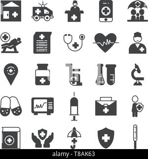 Gesundheit und Medizin Icon Set - Vektor Medical Service Symbole. Stock Vektor