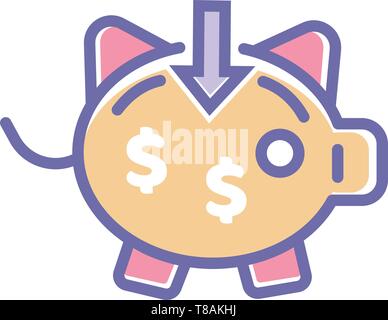 Sparschwein oder Einkommen perfekte Symbol. Perfect Pixel vektor Symbol für Ihre Webseite oder mobile Apps. Stock Vektor