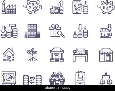 Einfaches Geld verbundenen Finanzen Vector Icons. Editierbare Schlaganfall Perfect Icons für mobile Konzepte und Web Apps Stock Vektor
