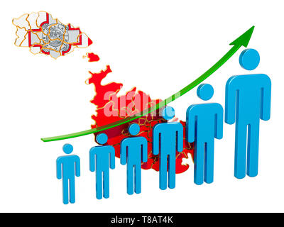 Bewertung der Beschäftigung und der Arbeitslosigkeit oder Mortalität und Fertilität in Malta, Konzept. 3D-Rendering auf weißem Hintergrund Stockfoto