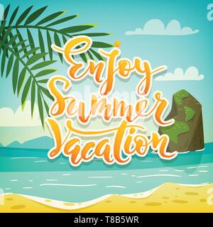 Vektor genießen Sie den Sommer Urlaub motivational Poster mit Schriftzug Stock Vektor