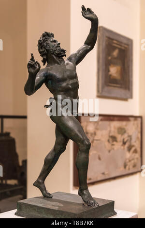 Original Bronzestatue von Haus des Faun in Pompeji, Archäologisches Museum, Neapel, Italien Stockfoto